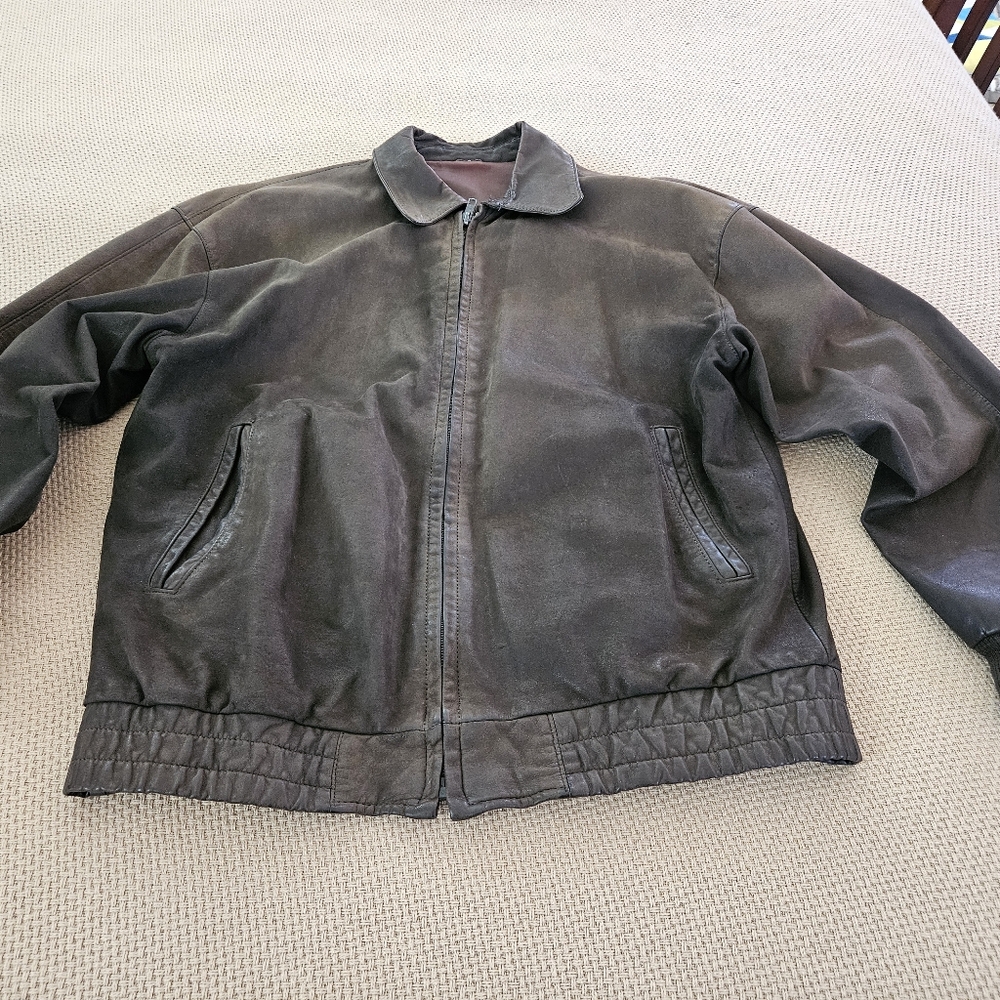80's Vintage leather jacket - brown